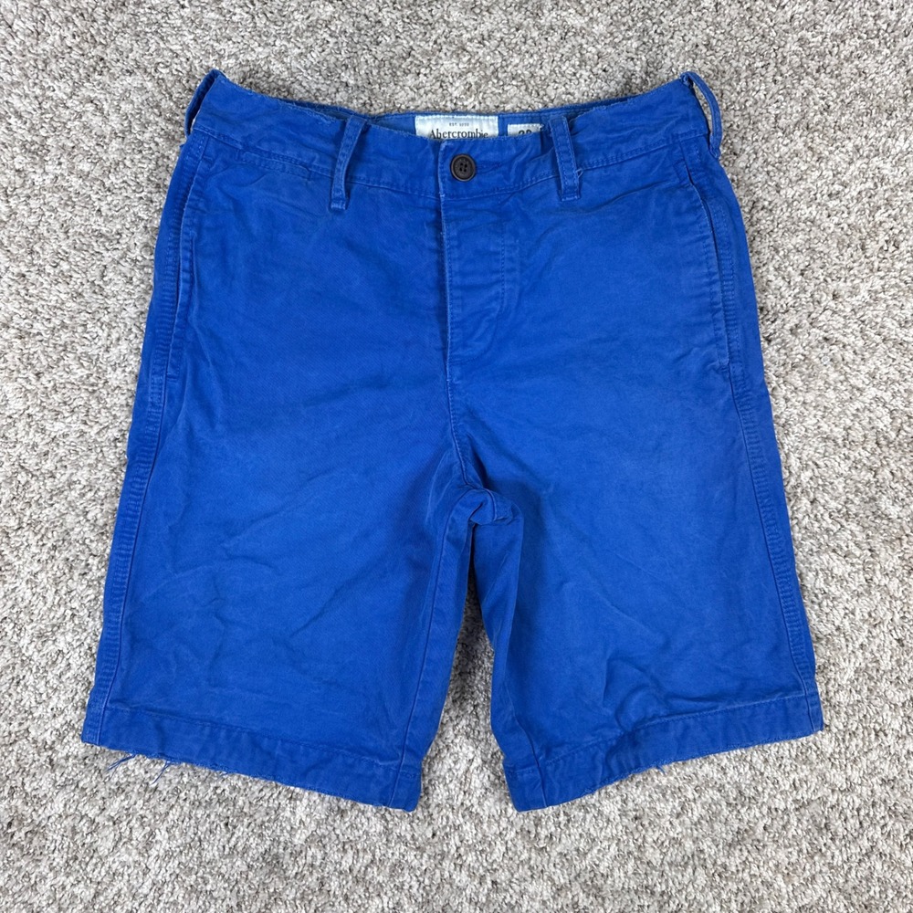 Abercrombie & Fitch Shorts Mens 28‎ Blue Chino Button Fly Preppy Y2K Distressed